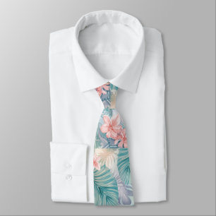 Tropical Hawaiian Palms Floral summer pattern Tie