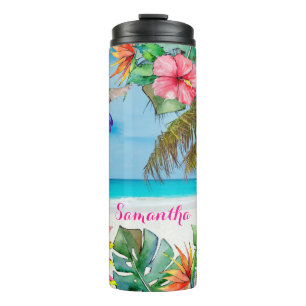 Tropical Hawaiian Paradise Floral Thermal Tumbler