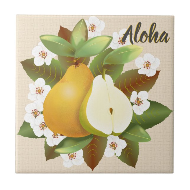 Tropical Hawaiian Pears Fruit Ceramic Tile (Front)