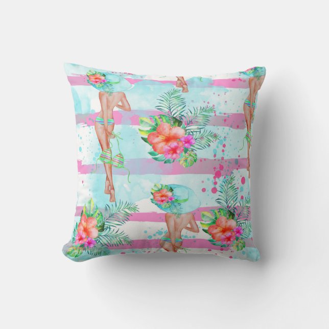 Tropical Hawaiian Pillow (Front)
