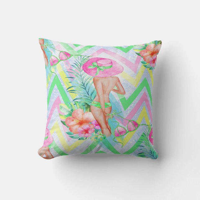 Tropical Hawaiian Pillow (Front)