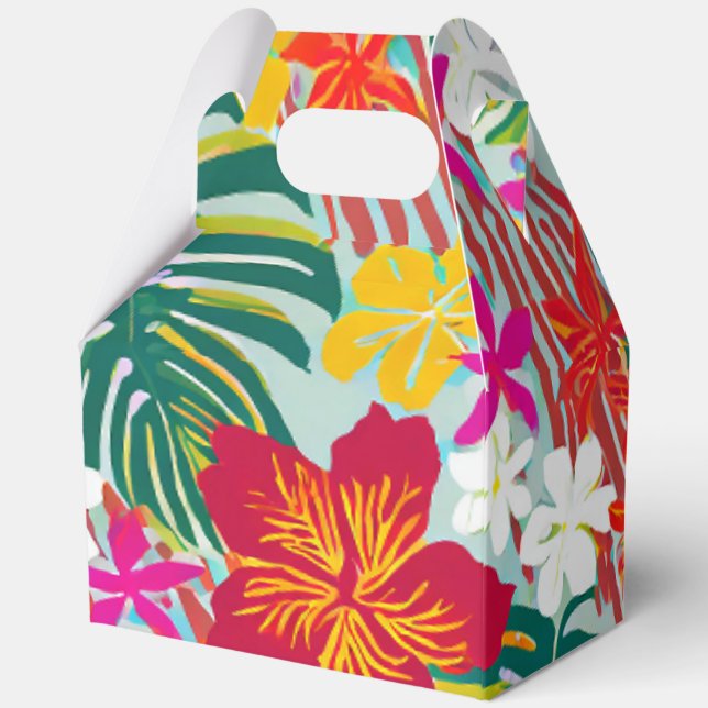 Tropical hawaiian print favour box (Back)