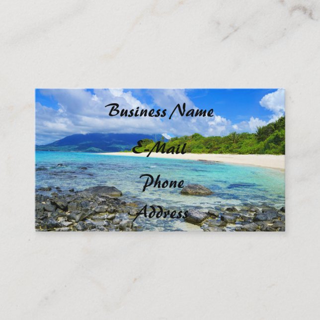 Tropical Hawaiian Rocky Beach Business Card (Front)