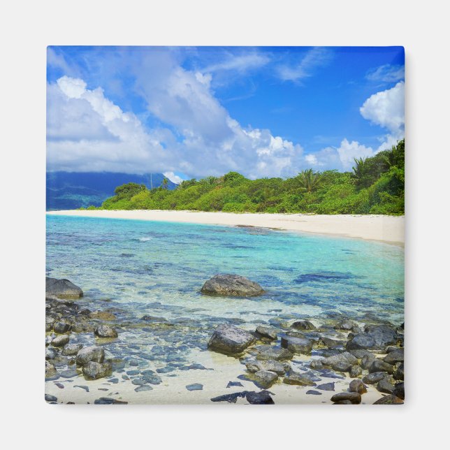 Tropical Hawaiian Rocky Beach Magnet (Front)