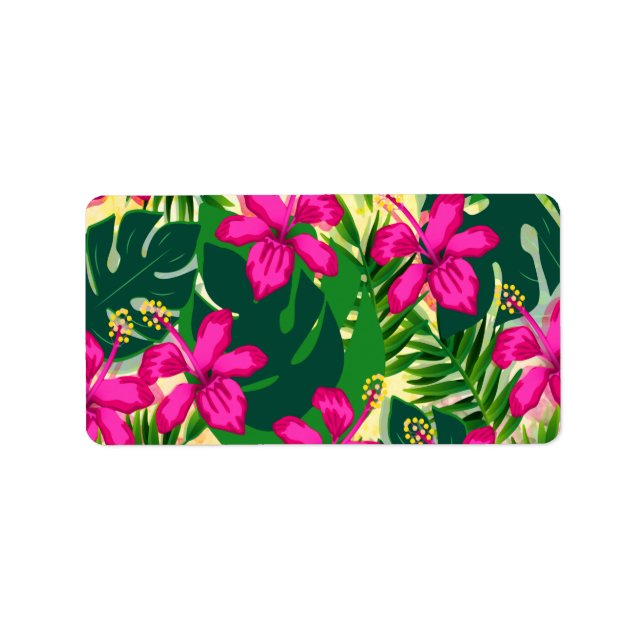 Tropical Hawaiian Style Floral Pattern Label (Front)