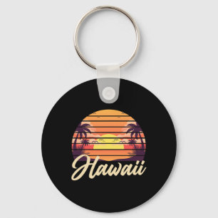 Tropical Hawaiian Summer Vacation Aloha Hi Retro H Key Ring