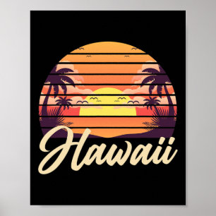 Tropical Hawaiian Summer Vacation Aloha Hi Retro H Poster