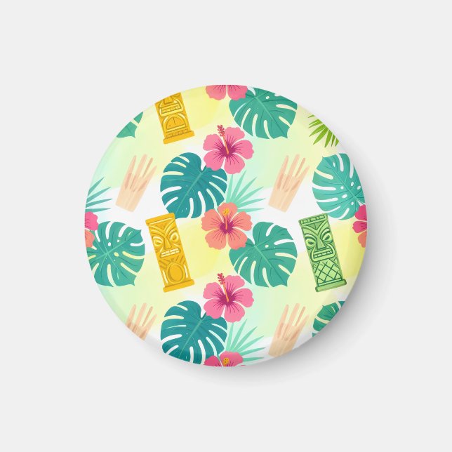 Tropical Hawaiian Tiki Pattern for Parties Wedding Magnet (Front)