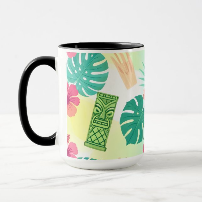 Tropical Hawaiian Tiki Pattern for Parties Wedding Mug (Left)