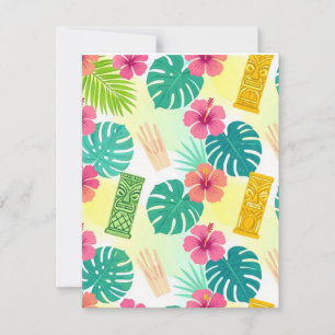 Tropical Hawaiian Tiki Pattern for Parties Wedding RSVP Card