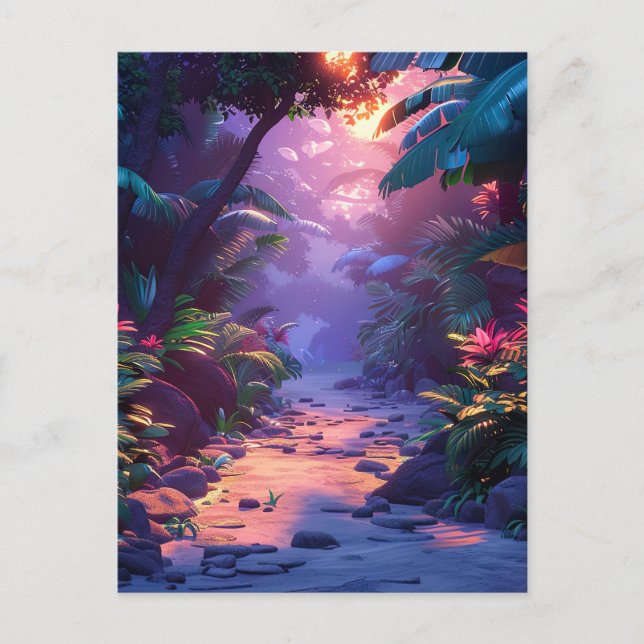 Tropical Hawaiian Walking Path  Postcard (Front)