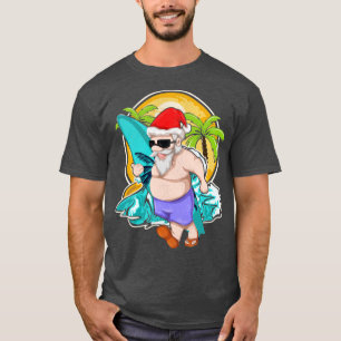 Tropical Hawaiian Xmas Santa Claus Surfer Christma T-Shirt