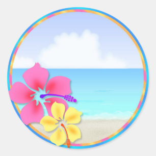 Tropical Hawiian Luau Cupcake Toppers Stickers