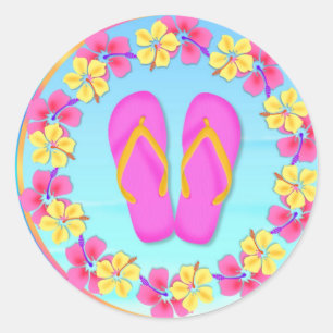 Tropical Hawiian Luau Cupcake Toppers Stickers