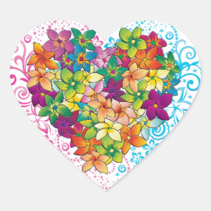 Tropical Heart Heart Sticker