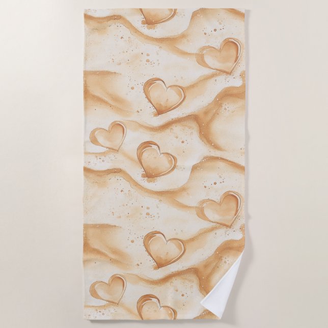 Tropical Hearts in Sand Beach   Towel (Front)