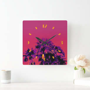 Tropical Heat Palm Trees Numbered Wall Clock