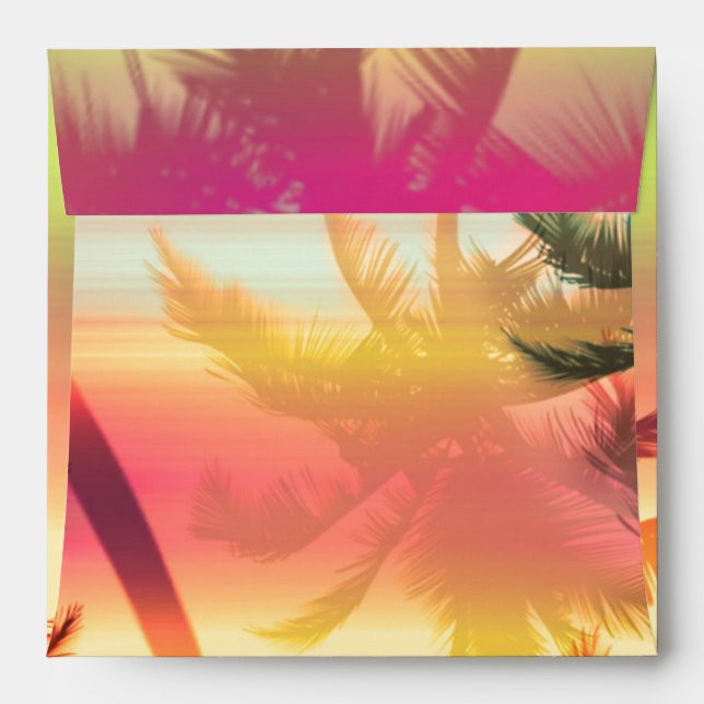 Tropical Heat Summer Beach Palm Square Envelope (Back (Top Flap))
