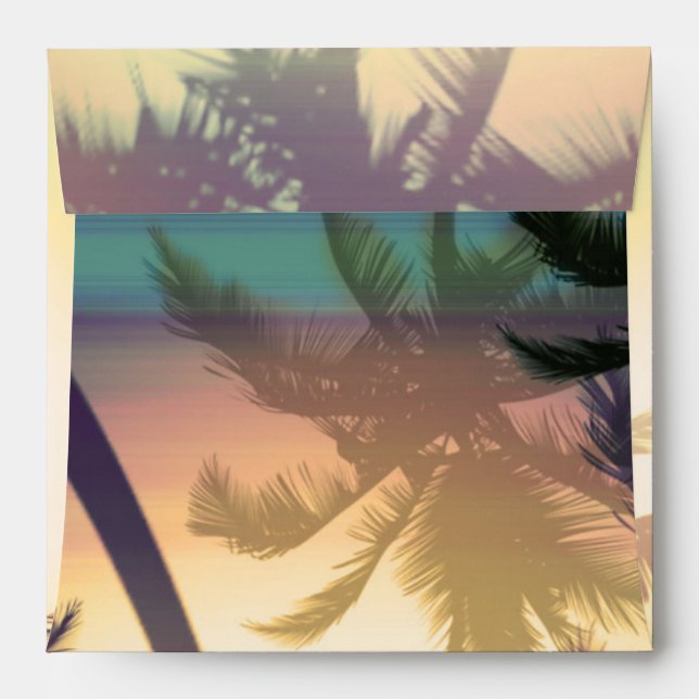Tropical Heat Summer Beach Palm Square Envelope (Back (Top Flap))