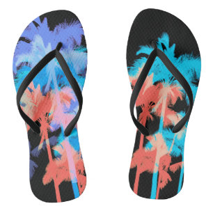 Tropical Heat Wave Neon Hawaiian Palm Trees Thongs