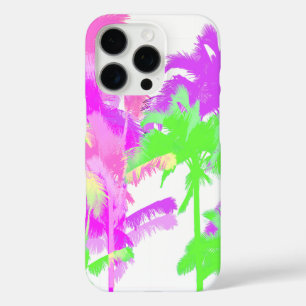 Tropical Heat Wave Neon Hawaiian Palm Trees White iPhone 16 Pro Case