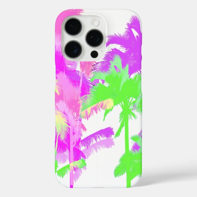 Tropical Heat Wave Neon Hawaiian Palm Trees White Case-Mate iPhone Case (Back)