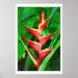 Tropical heliconia oil painting collection poster