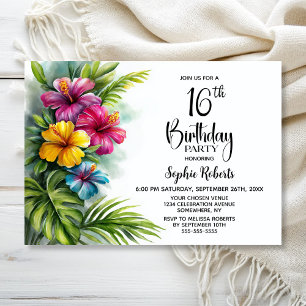 Tropical Hibiscus 16th Birthday Party Invitation