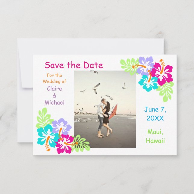 Tropical Hibiscus - 3x5  Save the Date (Front)