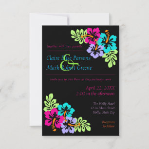Tropical Hibiscus - 3x5 Wedding Invitation
