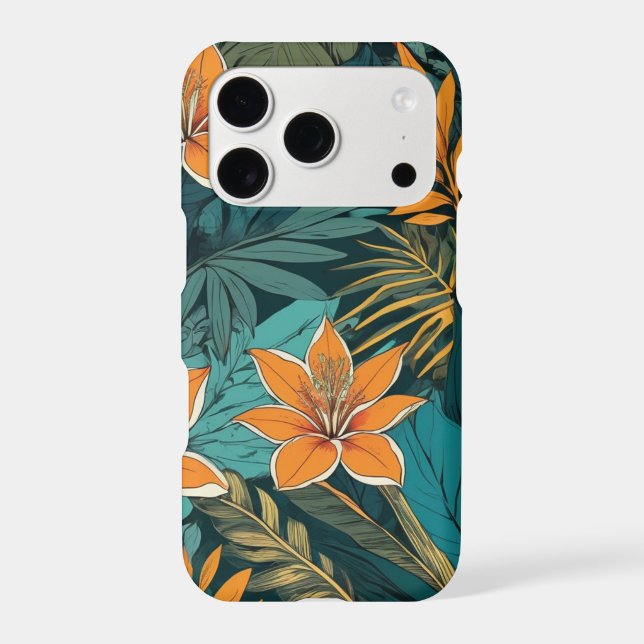 Tropical Hibiscus and Jungle Leaves Pattern Apple  (Back)