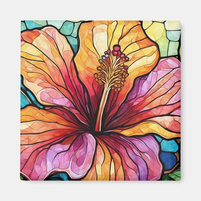 Tropical hibiscus art magnet (Front)