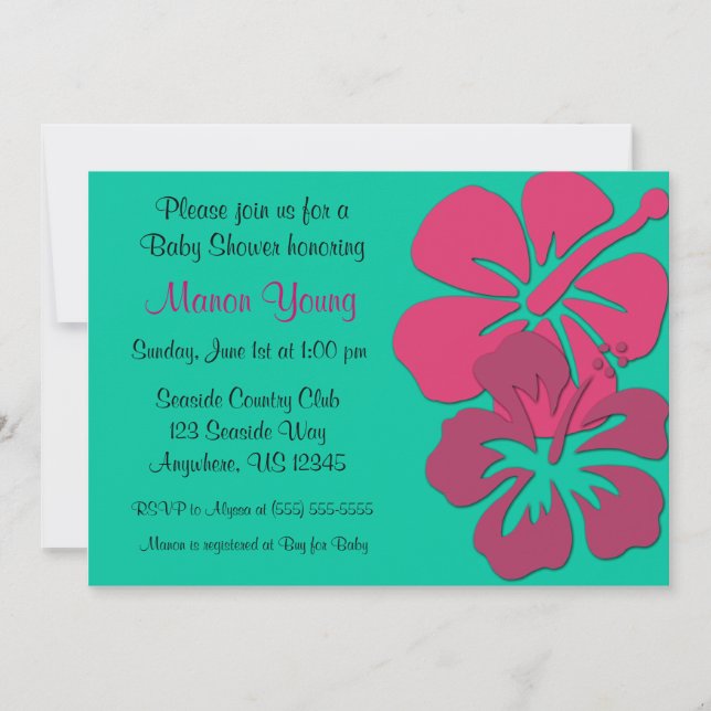 Tropical Hibiscus Baby or Bridal Shower Invitation (Front)