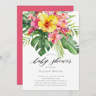 Tropical Hibiscus Baby Shower Invitation