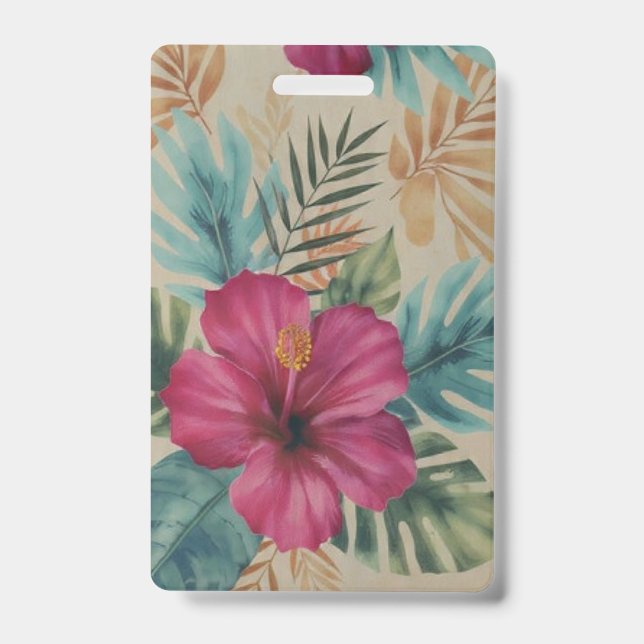 Tropical Hibiscus Badge ID Badge (Front)