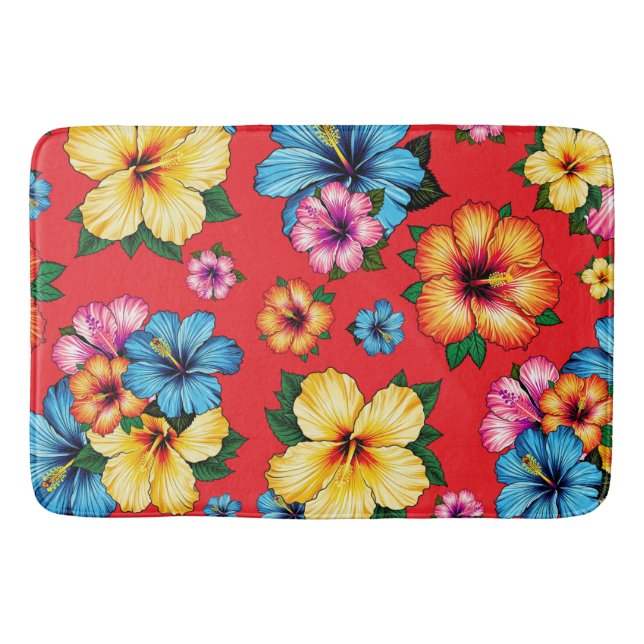Tropical Hibiscus Bath Mat (Front)
