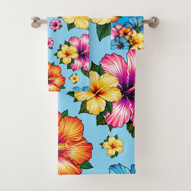 Tropical Hibiscus Bath Towel Set (Insitu)
