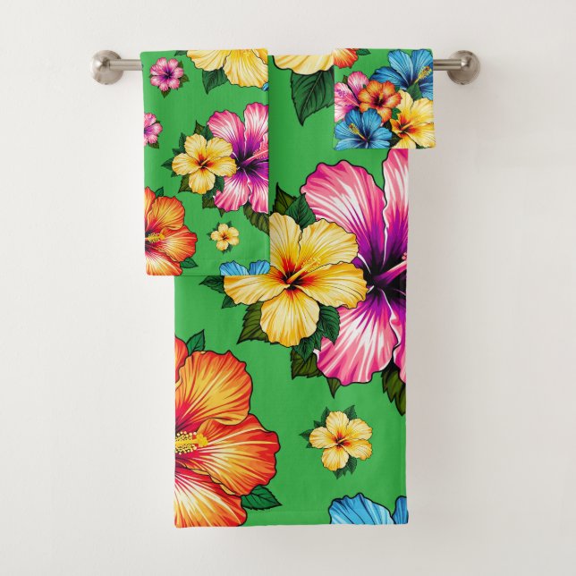Tropical Hibiscus Bath Towel Set (Insitu)