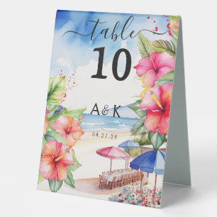 Tropical Hibiscus Beach Table Tent Sign