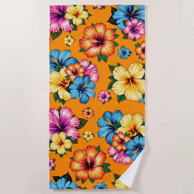 Tropical Hibiscus Beach Towel (Front)