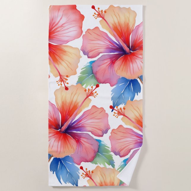 Tropical hibiscus beach towel (Front)
