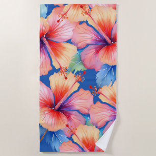 Tropical hibiscus beach towel