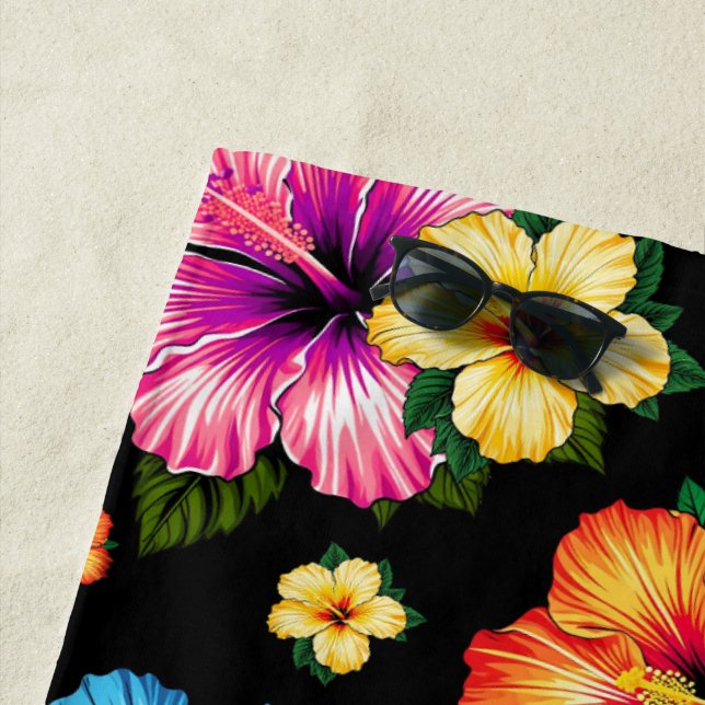 Tropical Hibiscus Beach Towel (In Situ)