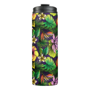 Tropical hibiscus bird of paradise foliage thermal tumbler