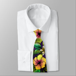 Tropical hibiscus bird of paradise foliage tie