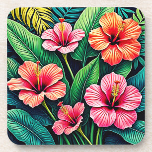 Tropical Hibiscus Bloom Artistry Coaster