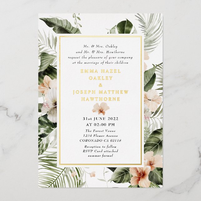 Tropical hibiscus boho floral Wedding (Front)