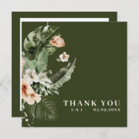 Tropical hibiscus boho pastel "Thank you" Card
