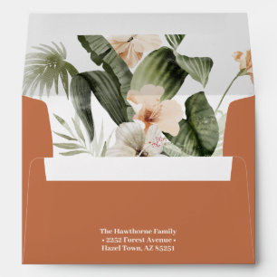 Tropical hibiscus boho pastel Wedding Envelope