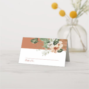 Tropical hibiscus boho pastel Wedding Place Card
